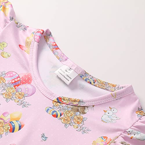Toddler Girl Bunny Egg Dress Chicks Pattern Flutter Sleeve Princess Party Summer Clothes 5-6Y2