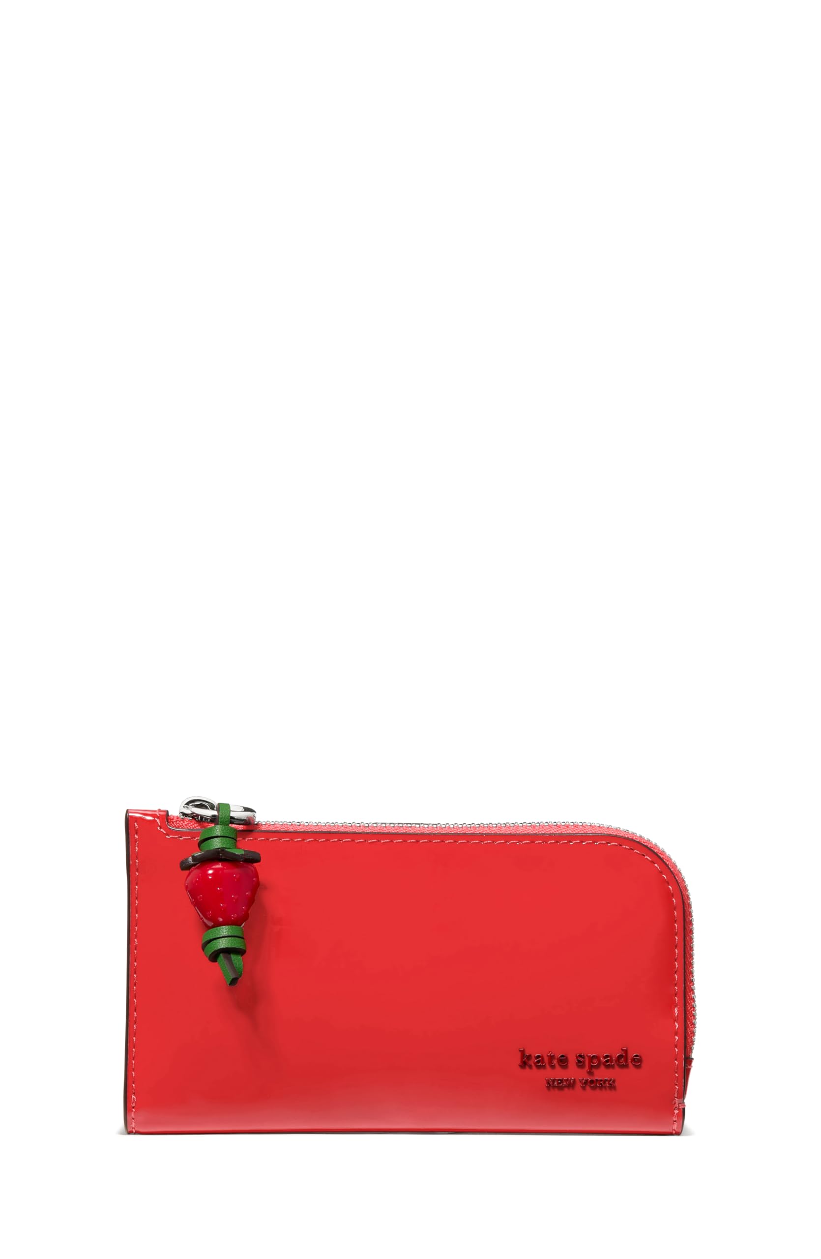 Devin Patent Leather Small Slim Bifold Wallet W Novel Zip Pull