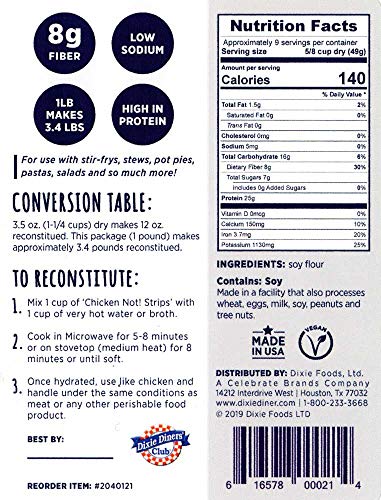 Dixie Diners' Club - Chicken (Not!) Strips, 1 lb bag