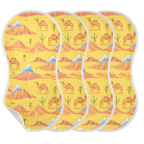 Yellow Desert Camel Cotton Muslin Burp Cloth Good Absorbent washcloth for Babies boy and Girl Set of 2, 22x11in3