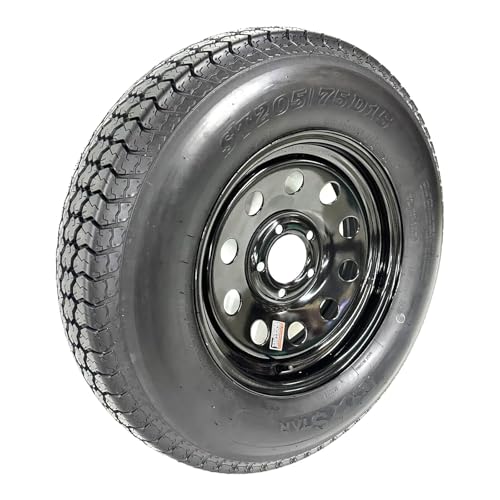 Trailer Tire On Black Wheel Modular Rim ST205/75D15 LRC 5 Lug 5x5