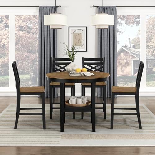 Amazon.com: Lexicon 5 Piece Counter Height Dining Set for 4 - Acacia ...