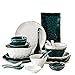 LLSS Set di stoviglie minimaliste, Set di Piatti e Ciotole in Stile Minimalista Nordico, Set di stoviglie in Ceramica Mista Verde e Bianca, Set di Piatti da Cucina Irregolari