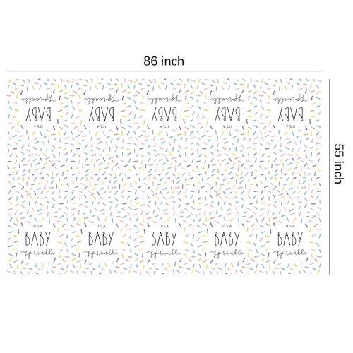 Image of Sprinkle Baby Shower Decorations Tablecloth for Boys Girls - 3 Pack Disposable Rainbow Confetti Theme It's A Baby Sprinkle Party Table Cover Supplies, 86in x 55in