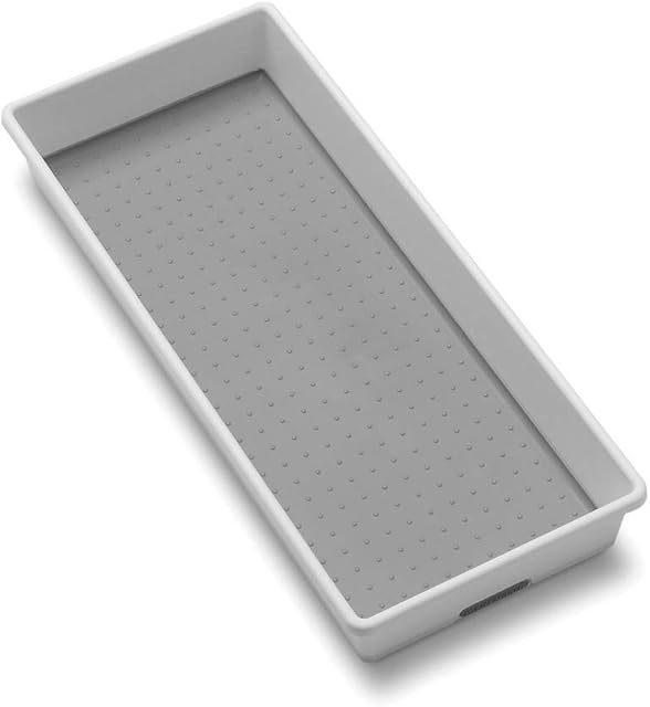 Madesmart Organizer Bin Non-Skid Feet 15.5" X 6.6" X 2.1" Plastic White With Gray