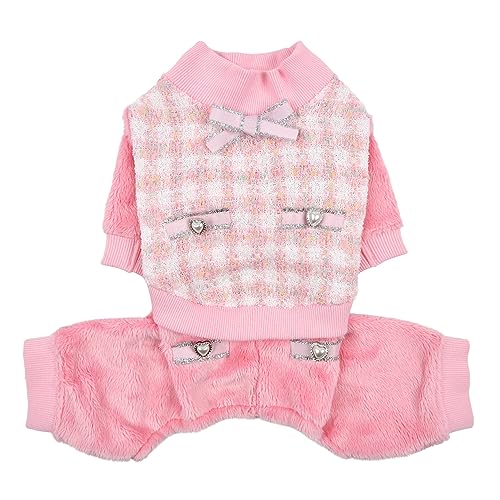 Pinkaholic New York Bristol Winter Jumpsuit Warm Cozy Fashionable for Small Dogs, Pink, Large