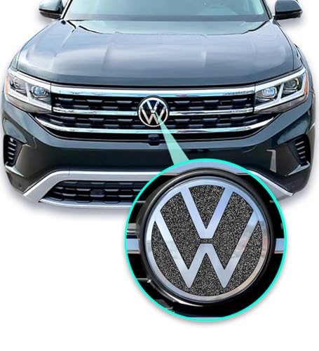 Image of IPG Decal Made for VW 2021 Passat Polo Tiguan Golf Rear /Front Emblem Logo Decals Stickers Set (4 Units) (Black Glitter)