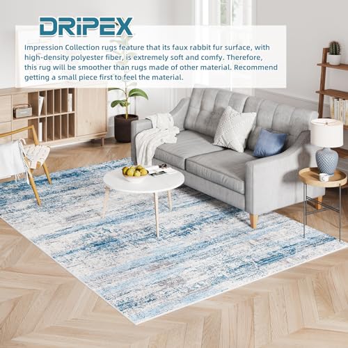 Dripex Abstract Contemporary Area Rugs, Coastal Blue Fluffy Rug Big Carpet for Bedroom Living Room Kid Room, Washable Large Area Rug Floor Mats for Home High Traffic Area, Non-slip & Durable/7'6"x9'6" - Image 2