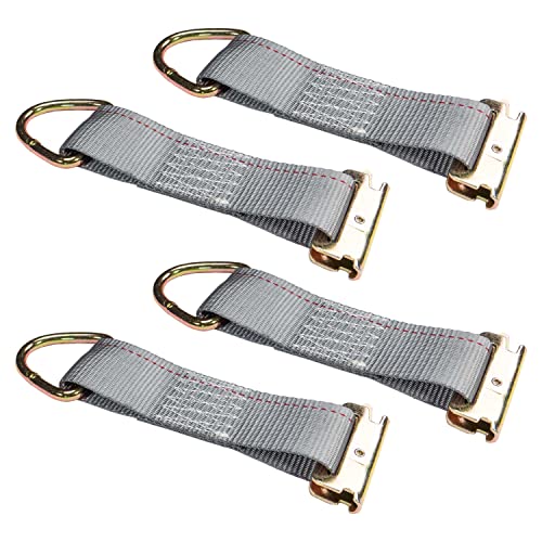 US Cargo Control Blue 6 Inch E Track Rope Tie Off - Easily Connect Cargo Straps to E Track - D Ring and Spring E Fitting - 1,467 Pound Working Load Limit - 4 Pack