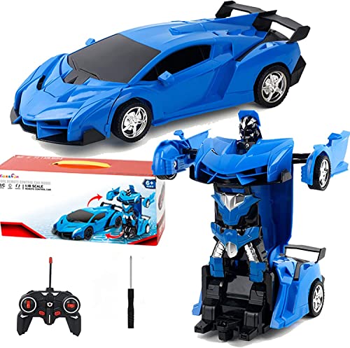 Coche teledirigido, robot de transformación RC coche, robot de transformación con un botón de transformación y deriva giratoria de 360 grados, juguete robot para niños, niños y niñas Cover