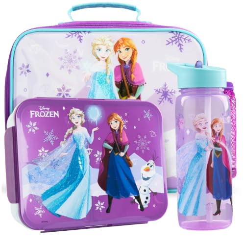 Get Trend Disney Frozen Girls Lunch Bag Bento Box & Water Bottle 3 Pc Set