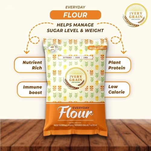 Image of The Very Grain Everyday Flour No Wheat Low GI Contains Barley, Jowar, Ragi, Bajra Millets & Green Lentils Makes Fluffy Chapatis Boost|Diabetic Friendly Multigrain Atta (Pack of 4, 400 gram)