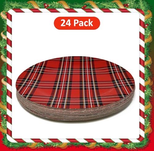 24 platos desechables navideños de cartón redondos 13" miniatura 4