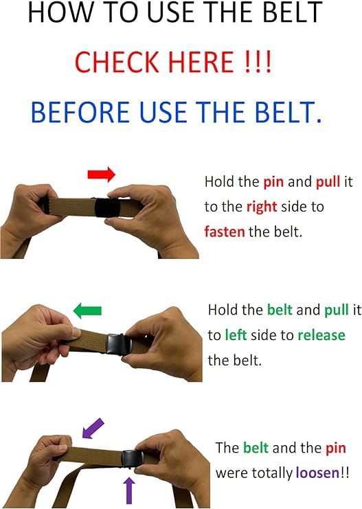 Canvas Belt with Brass Buckle - Military, Golf, Up to 55" Waist Size4