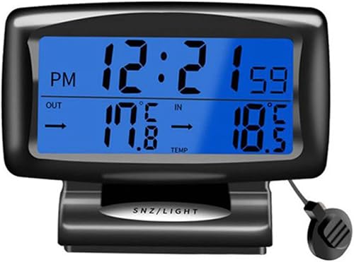 Yuehuamech Car Digital Clock Thermometer - LED Backlight Dashboard Monitor With Date & Voltage