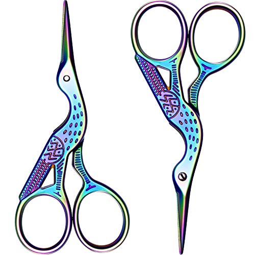 2 Pack Stork Scissors Embroidery Scissors Sewing Scissors Brow Shaping Scissors Small