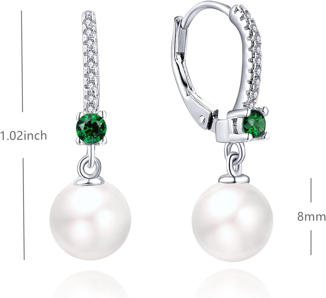 JO WISDOM 925 Sterling Silver Freshwater Pearl Hoop Earrings with Dangle Real Pearl,Simulated Pearls