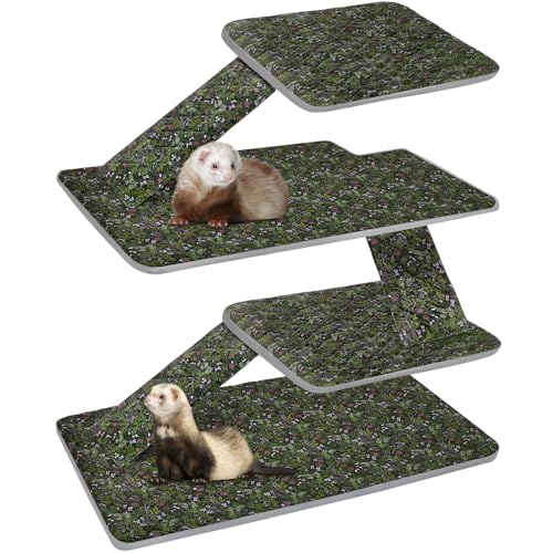 Bienbee Ferret Cage Liner Set Leakproof Ferrets Cage Accessories for Small Animals Rats Chinchillas Hedgehogs Ferrets(Deep Green Double Unit Combo)