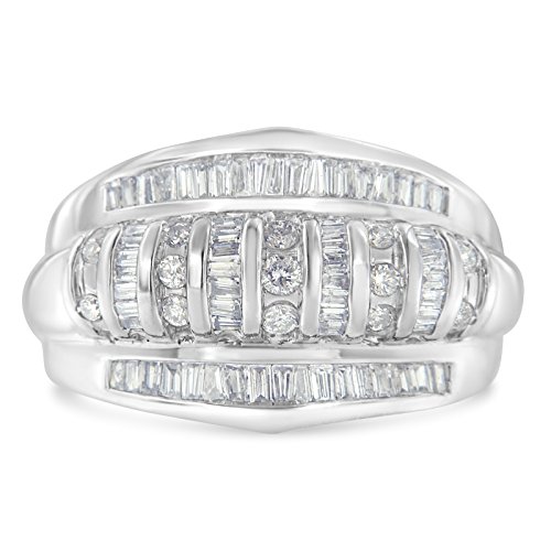 Original Classics 14K White Gold 1.0 Cttw Diamond Queen Style Dimensional Alternative Engagement Band Ring (H-I Color, SI1-SI2 Clarity) - Size 7-1/4