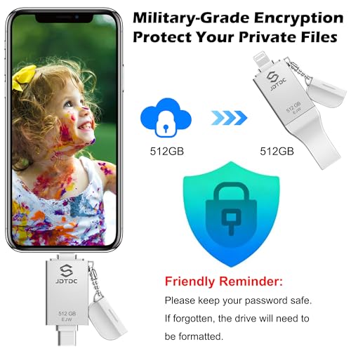 Image of JSL JDTDC 512GB Apple MFi Certified iPhone Photo Stick, Real Capacity