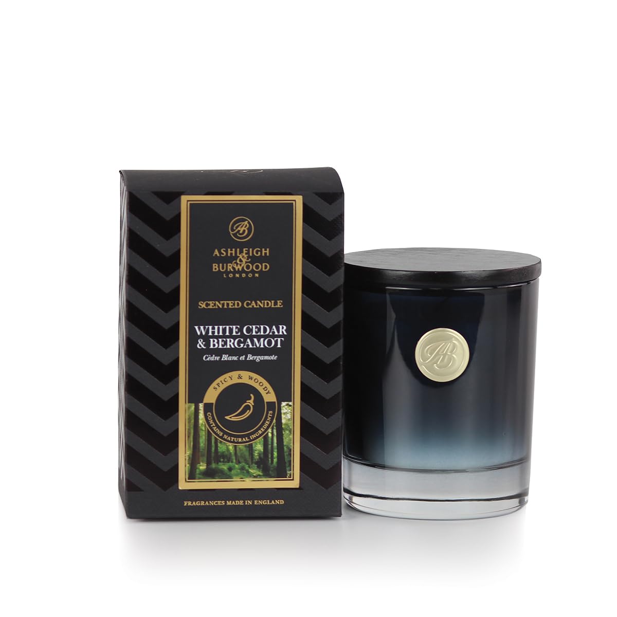 ASHLEIGH & BURWOOD | Luxury Collection Scented Soy Wax Blend Candle 140g | White Cedar & Bergamot | 28 Hour Burn Time
