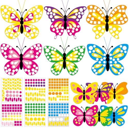 30 Sets Spring Butterfly Craft Kid Large Mosaic Sticker 6 Design ...
