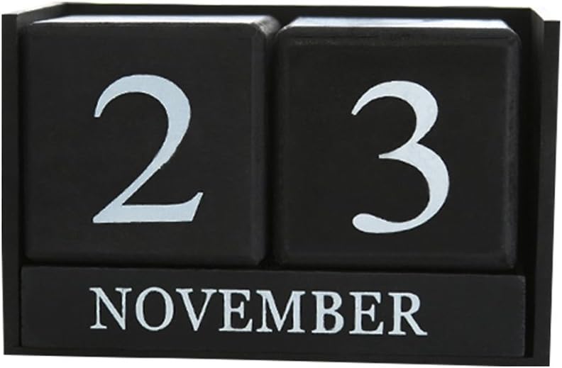 Sunnymal Vintage Wooden Perpetual Desk Calendar Block Planner Permanent Desktop Organizer DIY Agenda