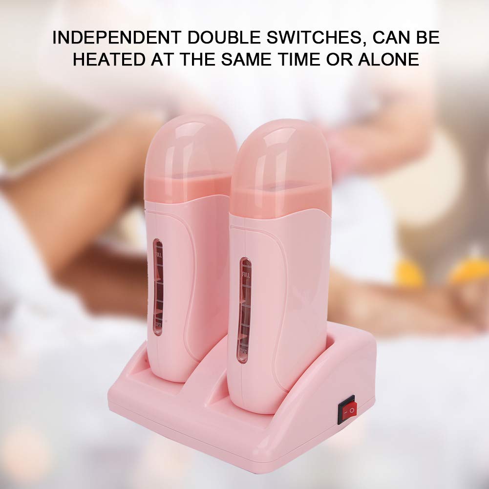 JEOZBM Scaldacera, Scaldacera Elettrico per Depilazione Doppio, Macchina per Depilazione Professionale Unisex, Macchina per Cera di Paraffina per Saloni Domestici(220V-Rosa)