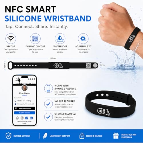 Bracelet NFC connecté QR code pour partage de contact iPhone Android - 3