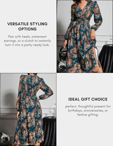 Image of Leriya Fashion V Neck Maxi Dress for Woman |Aline Dress for Women |Long Flared Dress for Womens|Summer Casual Outfit Wear Events, Date & Evening Look |Perfect Gaun Wear for Woman's