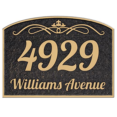 Address Plaque - Handcrafted Carving Sign - Large House Number - Vintage Address Plaque - 10" x 7.4" - Personalized Address Plaquer for Yard Sign, Enterprise, Office, 911 Visibility Signage (Styles 11)
