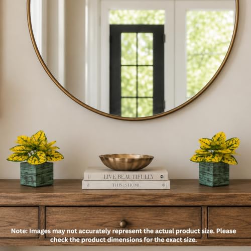 Image of DecoreBugs Artificial Real Touch Flower Plant with Pot (Pack of 2), 16 cm Height, Decorative Faux Floral Plant for Home, Office, Living Room, Bedroom, Table & Shelf Decor