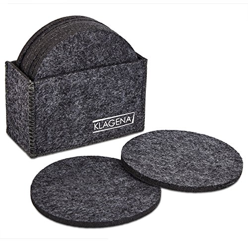 KLAGENA Posavasos de Fieltro, 8 Unidades con Estuche de Almacenamiento, Gris Oscuro Cover