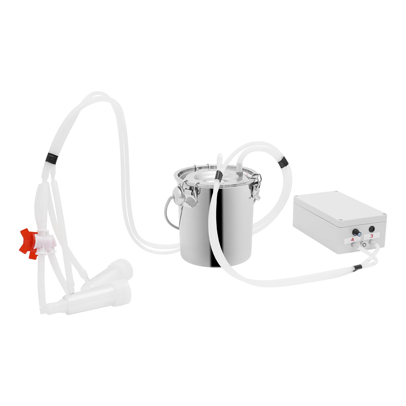Máquina de ordeño de pulsaciones con depósito de acero inoxidable 3 L, ordeñadora eléctrica para cabras y vacas con caudal de 15 l/min, sistema automático de ordeño al vacío