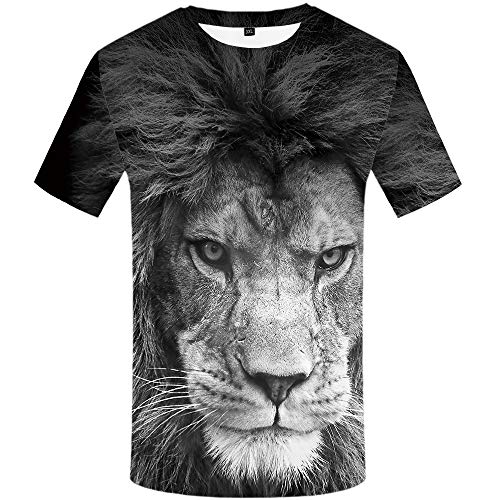 KYKU Lion Tshirt Men Animal T-Shirts 3D Printed Shirts Round Neck Short Sleeve (Large) KYKU Lion Tshirt Men Animal T-Shirts 3D Printed Shirts Round Neck Short Sleeve (Large)