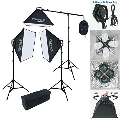 Linco Lincostore 2000 Watt Continuous Photography Video Studio 3 Softbox Boom Stand Digital