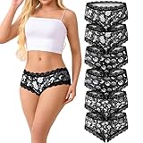 Solblo Women's Gothic Lace Hipster Panties 6 Pack:Moon Eyes And Mystical Print,Black Low Rise Bikini Soft Comfy Sexy Underwear(US, Alpha, Large, Regular, Regular, Multicolor)
