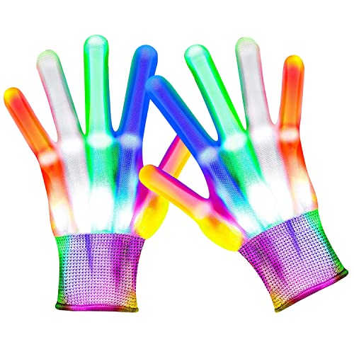 WELLXUNK Leuchtende Handschuhe LED Handschuhe Kinder Spielzeug, 5...