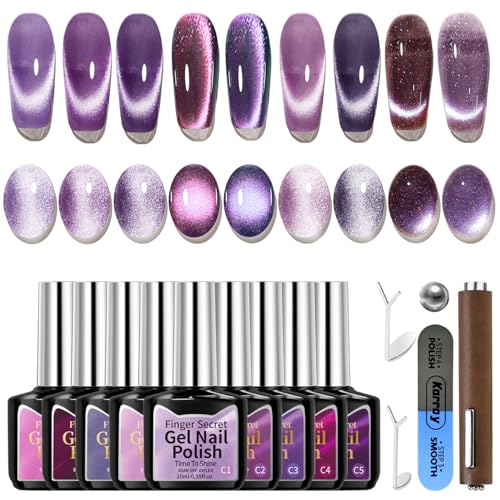 Set de esmaltes en gel Cat Eye holográfico 9 colores miniatura 1