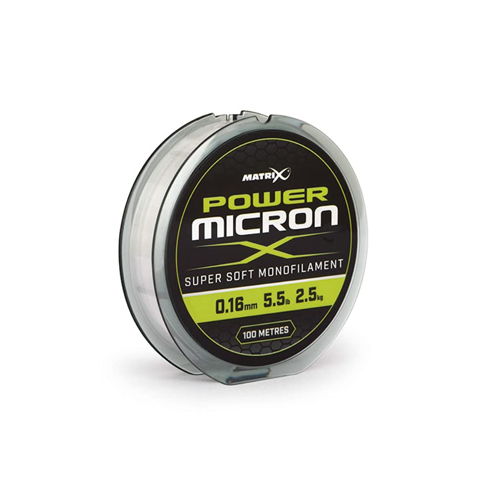 Matrix Power Micron X 0.16mm - 5.5lb 100m accurate dia. Low Viz Hooklength and Pole Rig Fishing Line, Fishing Line