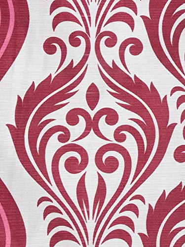 Image of Cortina 2 Piece Leaf Design Panel Eyelet Polyester Window Curtains - 5 Feet, Maroon