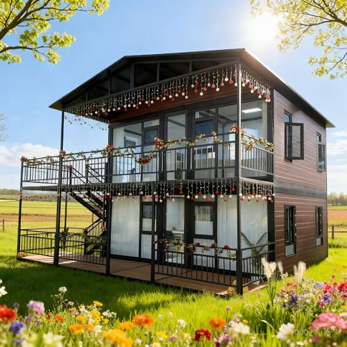 2-Story Modern Prefab Tiny Home 20ft Foldable Micro House with