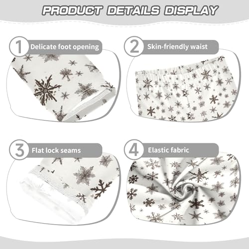 KLL Snowflake Black and White Background Toddler Baby Girl Cotton Leggings Stretch High Waisted Activewear Gym3