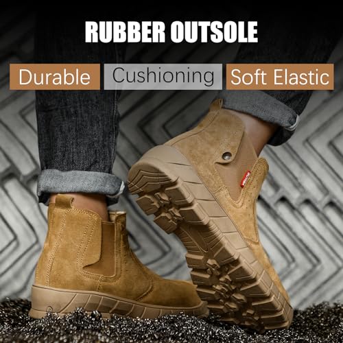 Image of GLANOUDUN Welding Work Boots for Men Slip on Steel Toe Shoes for Men Indestructible Steel Toe Boots Welder Men's Working Shoes Fireproof Safety Footwear for Construction Men's Work & Safety Footwear