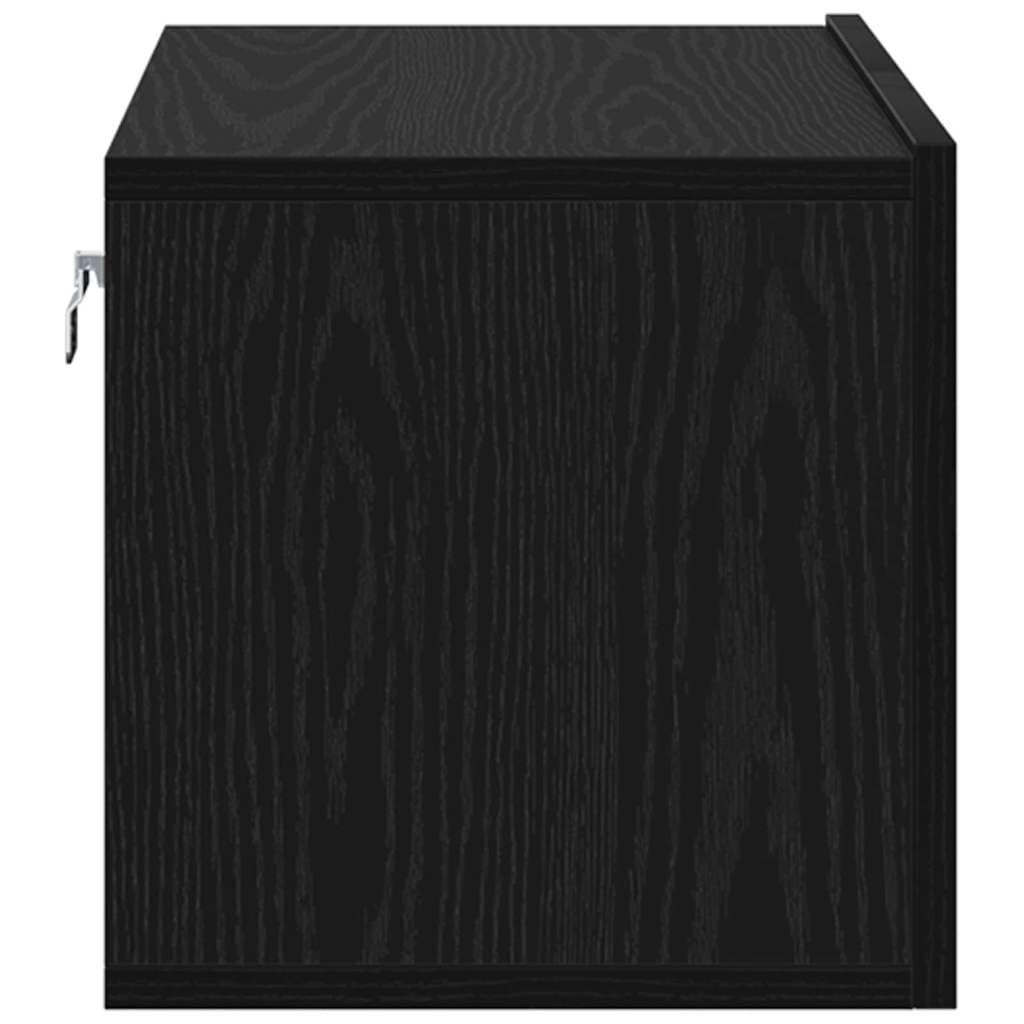 Set di 3 mobili per TV in legno nero, 60 x 30 x 30 cm, montaggio a parete con spazio e gestione dei cavi, per soggiorno, camera da letto, gaming e home theatre