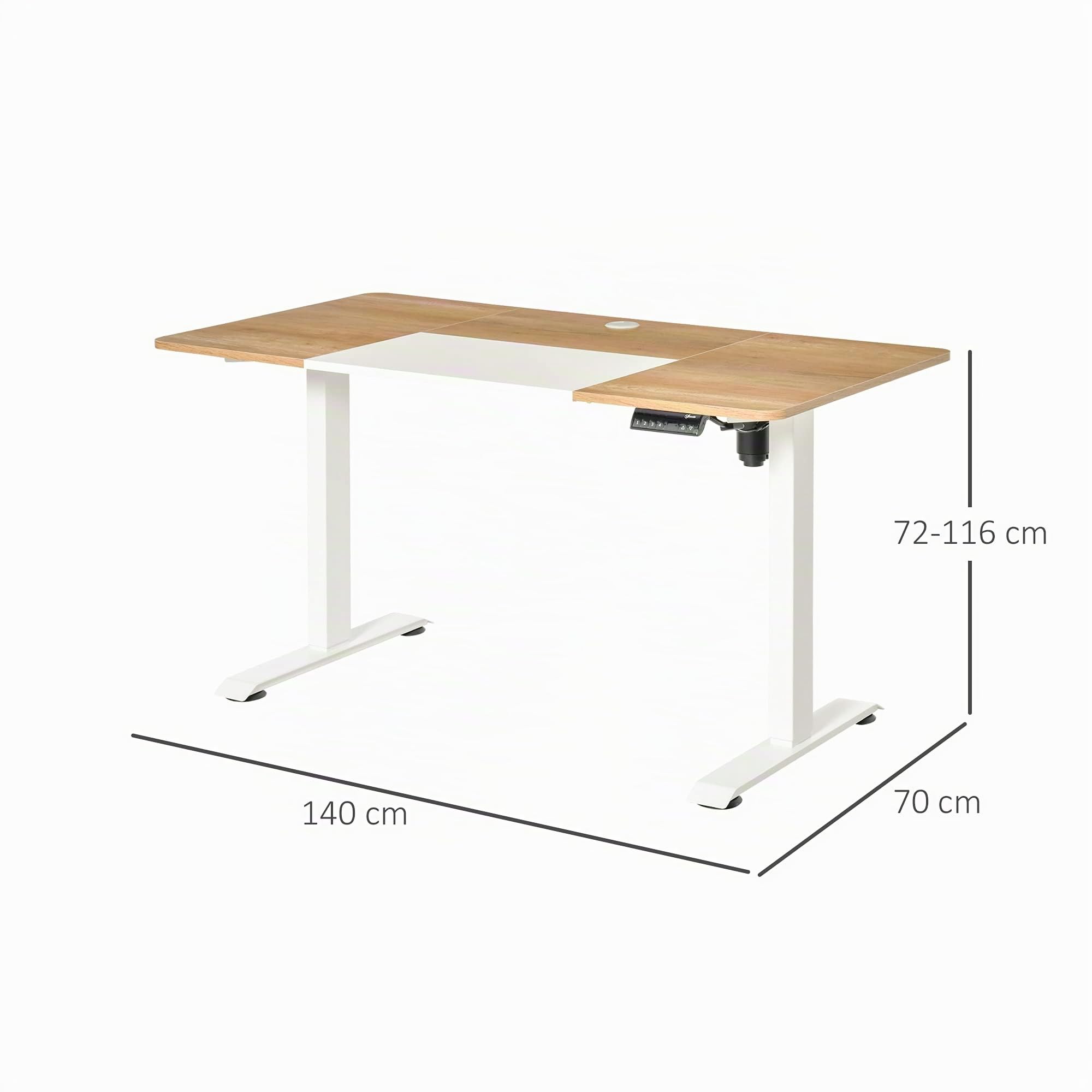 Vinsetto Escritorio de Pie Ajustable 140x70x72-116 cm Blanco y Natural