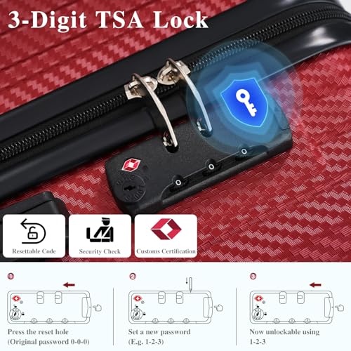 Image of 6 Piece Luggage Set with TSA Lock, Hard Sided Luggage with Double Spinner Wheels, Carry On Luggage Sets, Luggage Suitcases, Durable ABS Hard Shell Travel Suitcase Set for Men & Women, Unexpandable