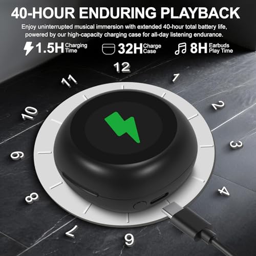 Image of Wireless Earbuds, ANC /ENC Noise Cancelling Earbuds with Touch Screen, Bluetooth 5.4 Ear Buds with LED Charging Case, 40H Stereo Sound, IPX7 Waterproof Earphones with 6 EQ Modes for iOS Android (Black)