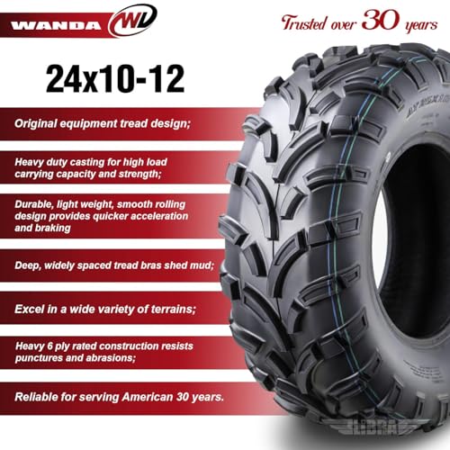Image of WANDA ATV Tire 24x10-12 24x10x12 /6PR Lit Mud - 10432