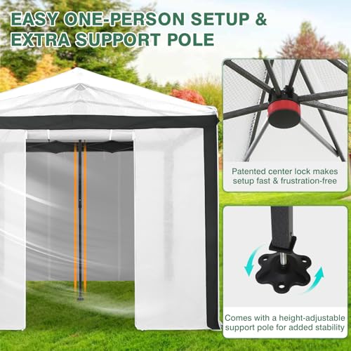 Image of EAGLE PEAK 12x8 Walk in Pop Up Greenhouse, Support Pole, Gray /White